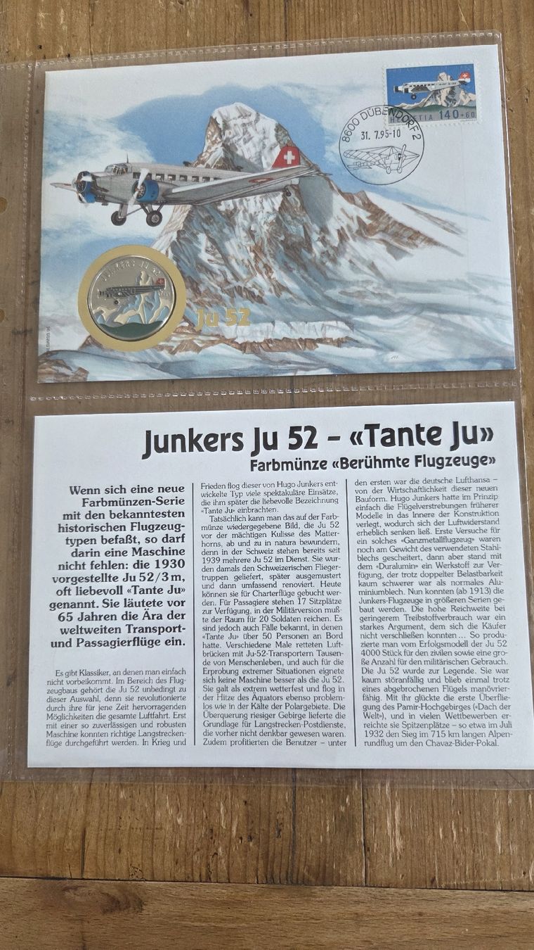 Tutti le monete: 1995 Münzbrief JU-52 – Usato da Arni AG venduto da Moth68
