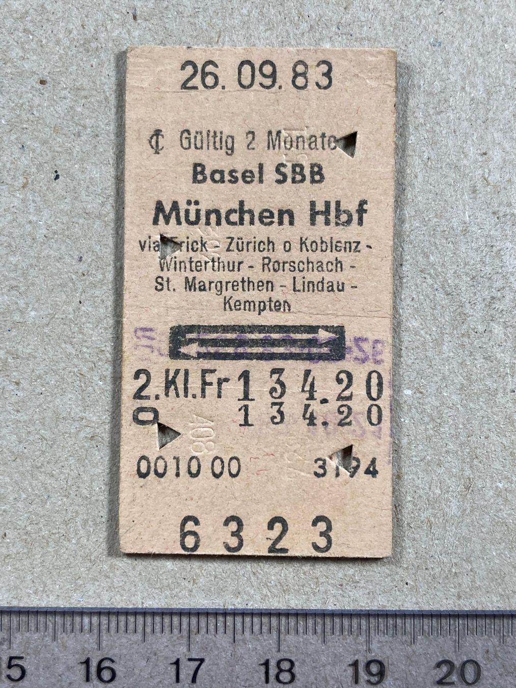Tickets: Basel SBB - München Hbf, altes Bahn Ticket, SBB – Gebraucht aus Lenzburg von fh1