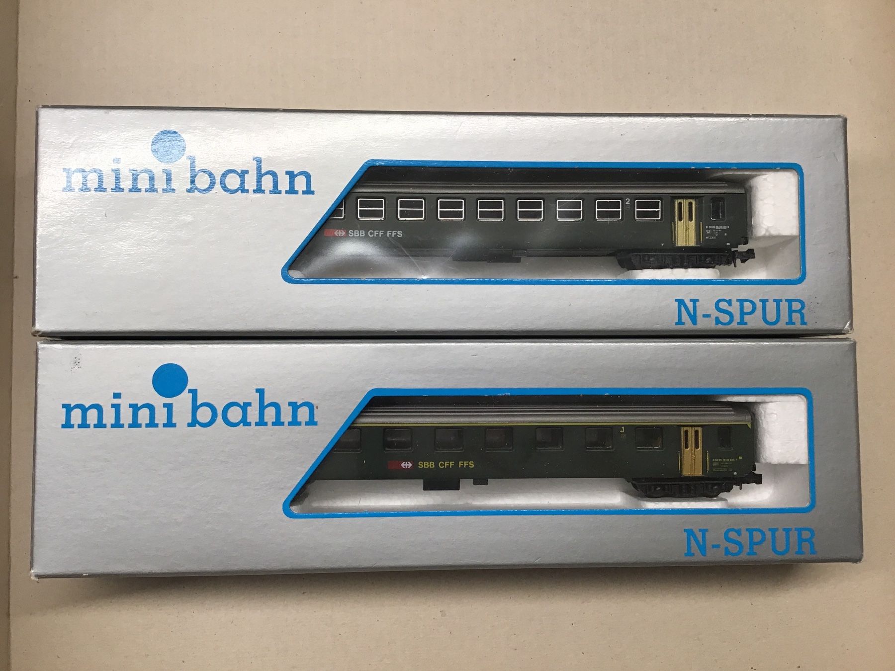 SBB/CFF/FFS Modellini di ferrovie: Mini Bahn N-Spur SBB Wagen 2X – Nuovo (secondo la descrizione) da Männedorf venduto da Modellbau-wyss 1