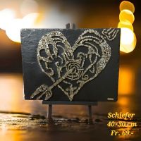 Herz Bild, Liebe, auf Schiefer Handgefertigtes Einzelstück