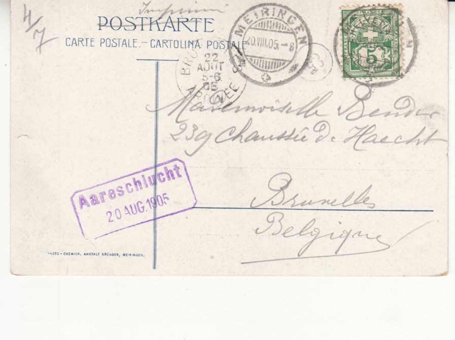 Cartoline postali: Aareschlucht 1905 – Usato da Bürglen TG venduto da StampGraf 1
