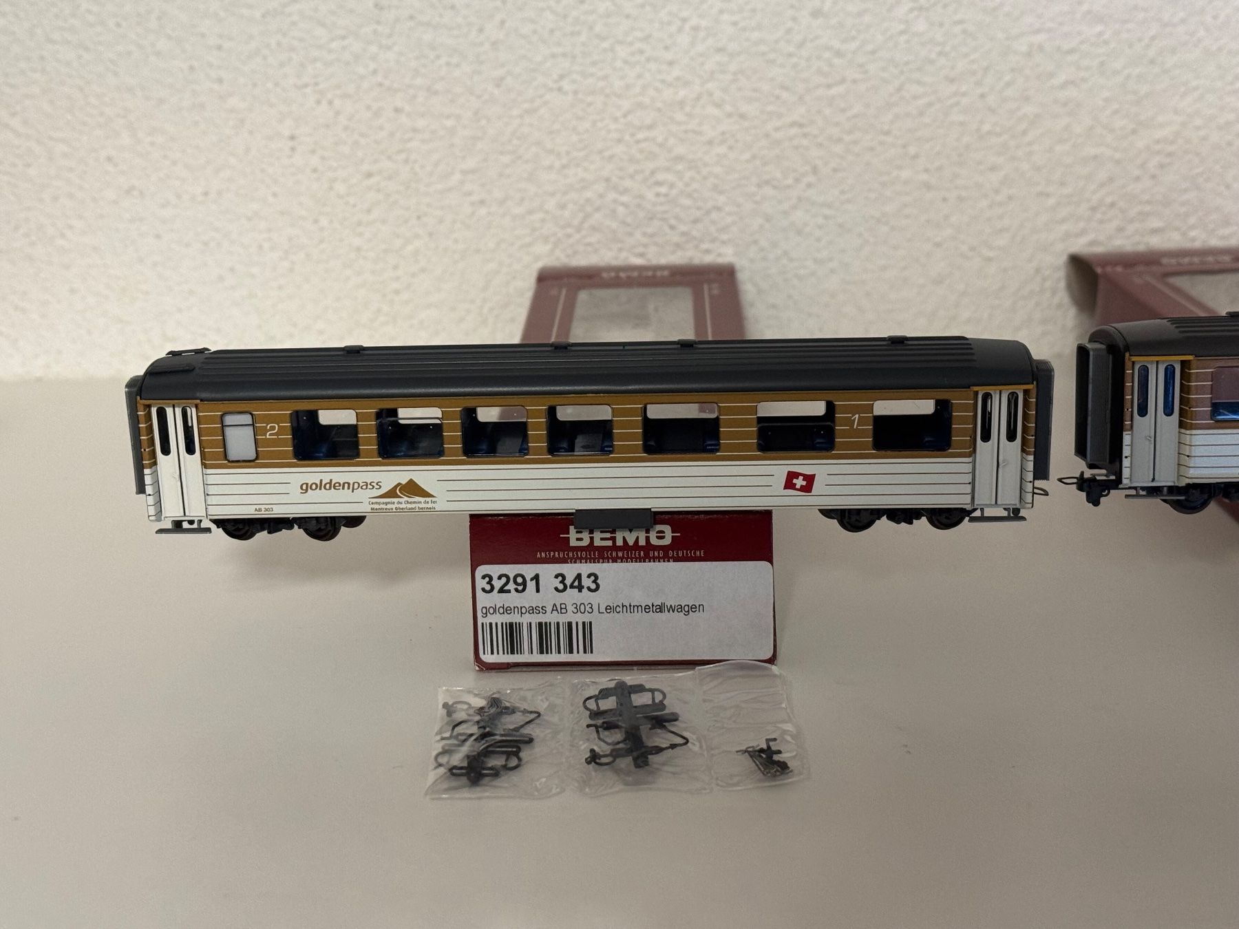 Bemo H0m MOB Set mit 3 Stück Goldenpass Leichmetallwagen (Neu (gemäss ...