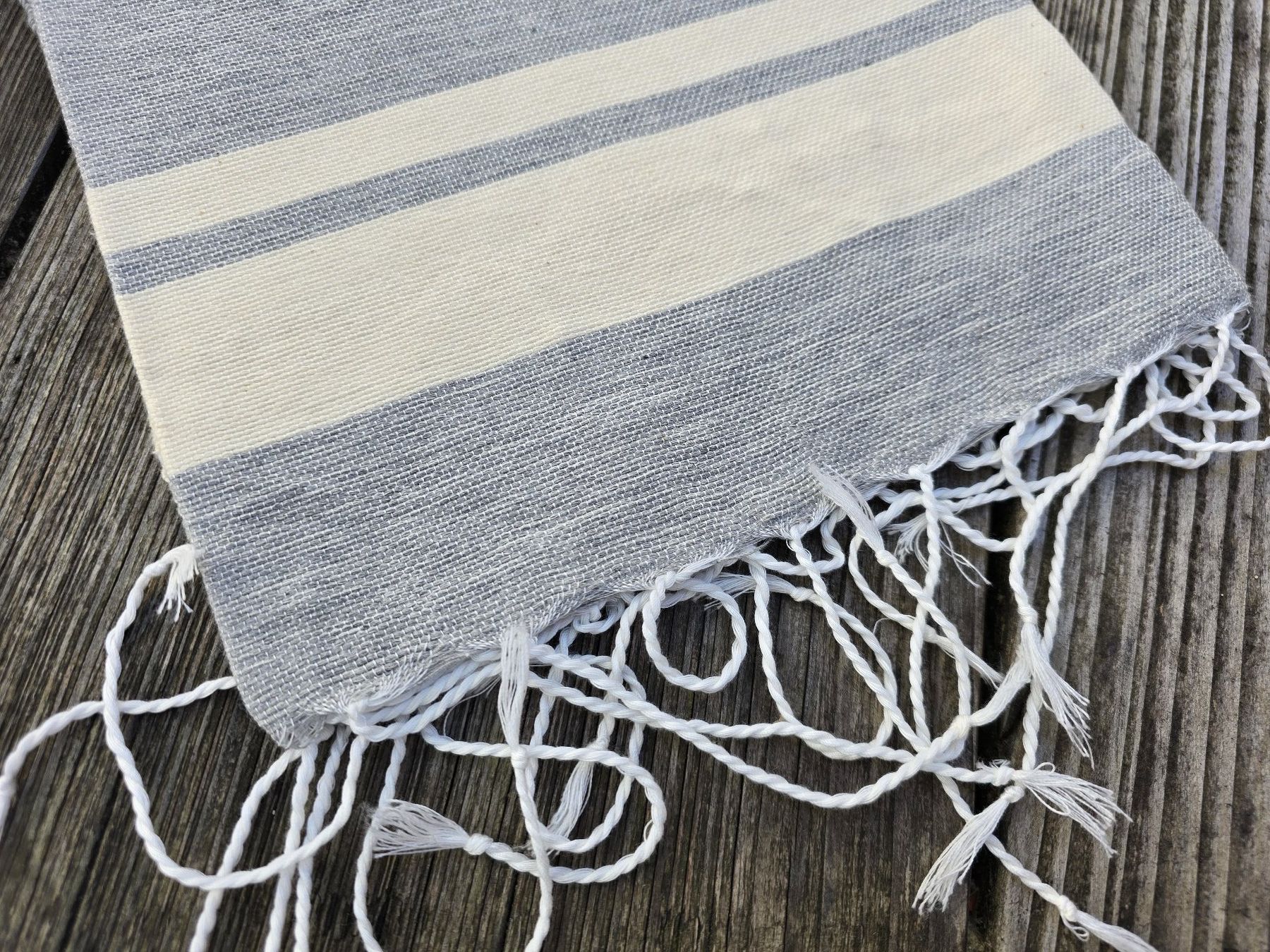 Teli da bagno: Fouta: Hammamtuch hellgrau/blanc cassé-ANGEBOT – Nuovo (secondo la descrizione) da Romanshorn venduto da Rachacha 3