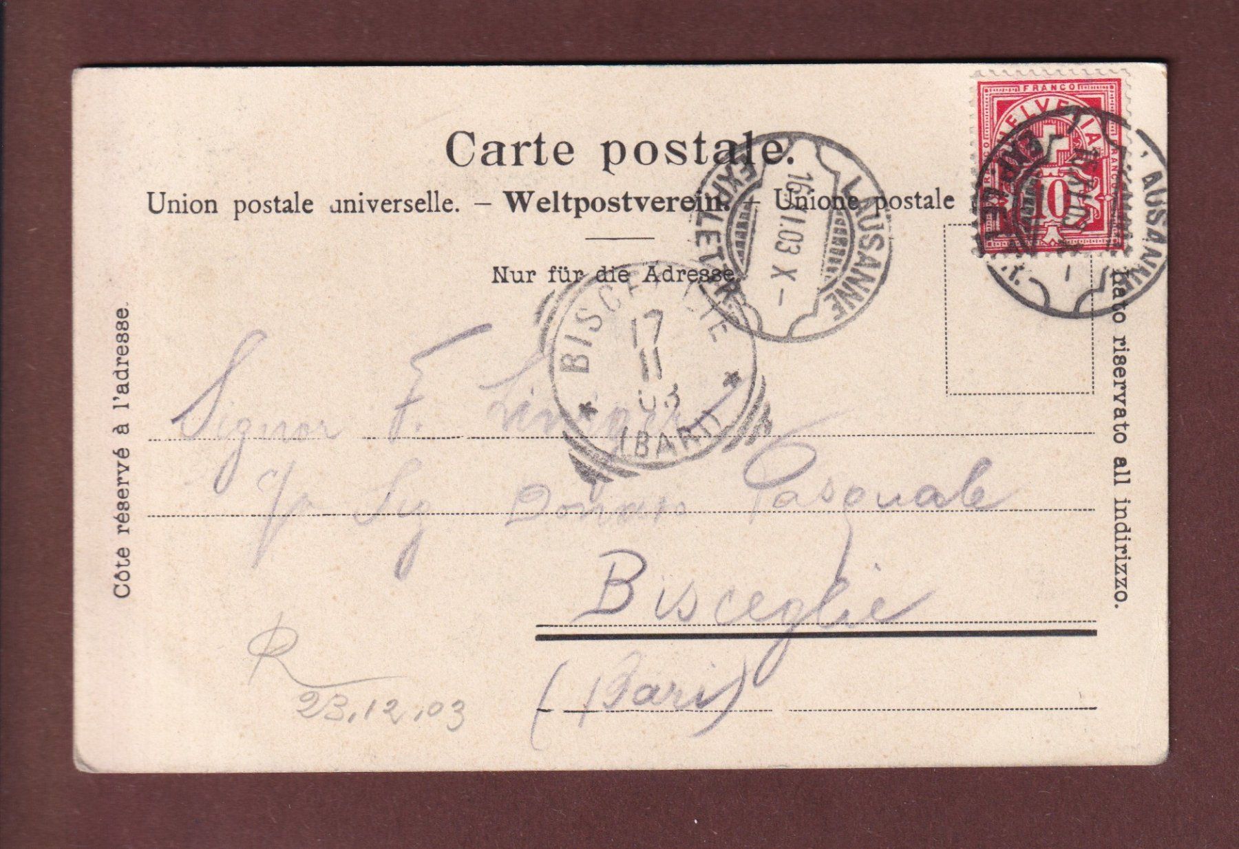 Ansichtskarten: LAUSANNE - La Poste - Tram - 1903 – Gebraucht aus Pully von nicecards 1