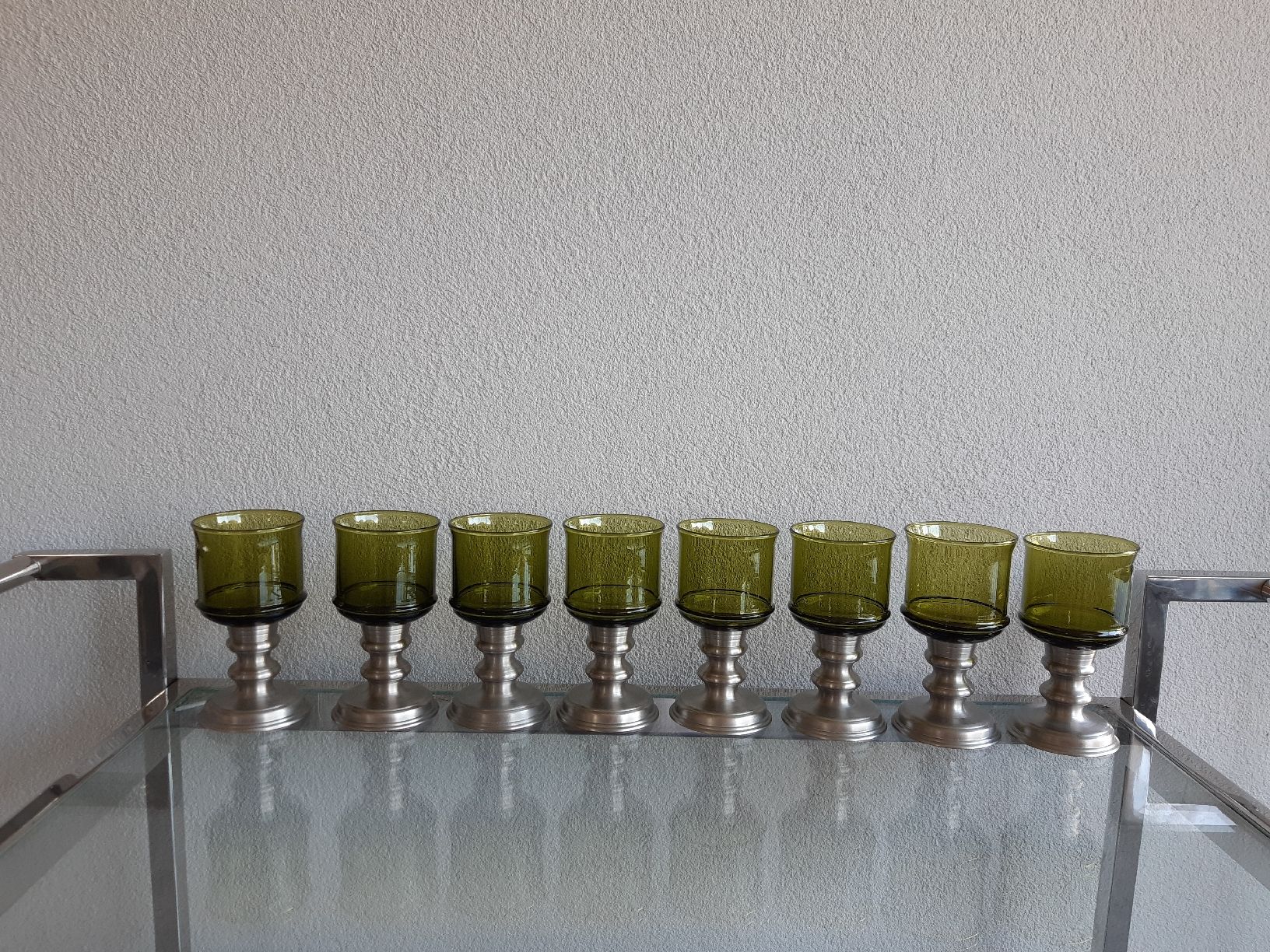 Gläser: 8er set vintage Weingläser mit Zinnfuss – Neu (gemäss Beschreibung) aus Matzingen von mes84