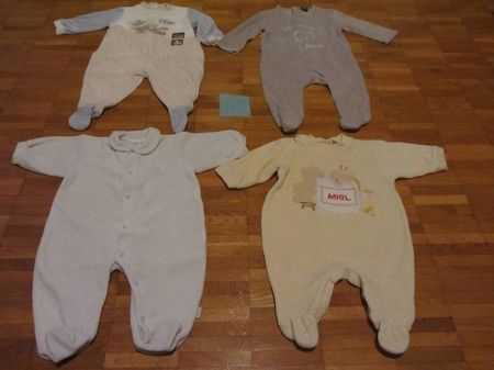 Lot de 3 pijamas bébé en velours taille 62