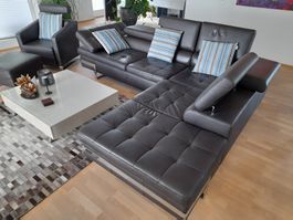Ecksofa Leder Dunkelbraun Gebraucht massif hochwertig