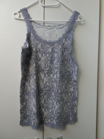 Top von Calvin Klein Gr. L, lila/weiss (ca Gr. 42)