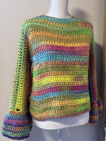 Pullover maglione oversize crochet uncinetto misto lana