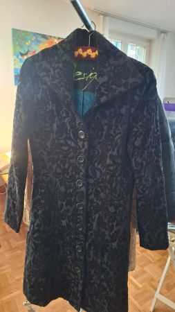 Desigual Mantel Schwarz Brokat/Samt-Optik Barock-Muster