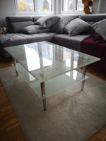 Glastisch obere Ebene Crashlook, untere Ebene Milchglas