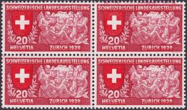 1939 Nr.220 mit auffälliger Abart im Viererblock tadellos **