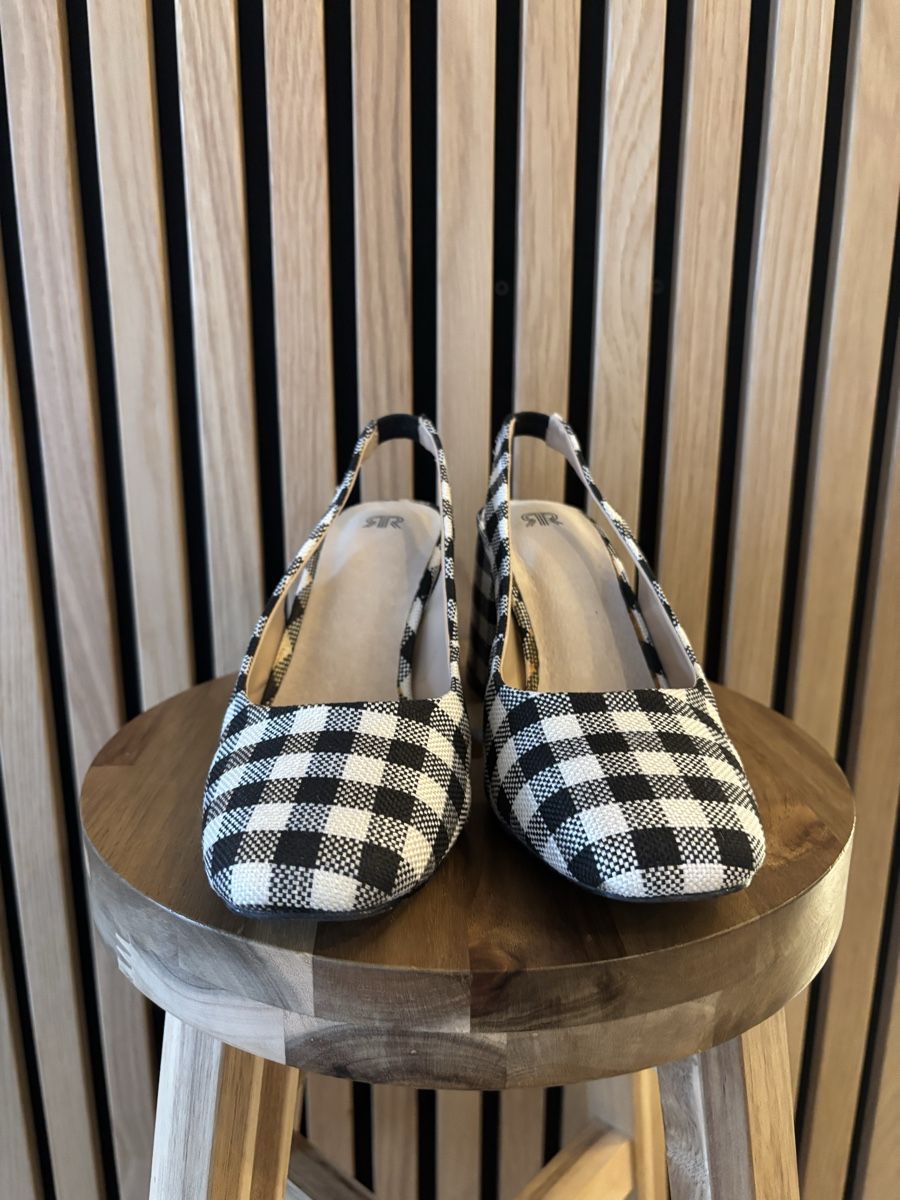 La Redoute Damenschuhe: Slingpump, Gingham s/w, Gr 37 – Neu (gemäss Beschreibung) aus Horgen von Anatolia 1