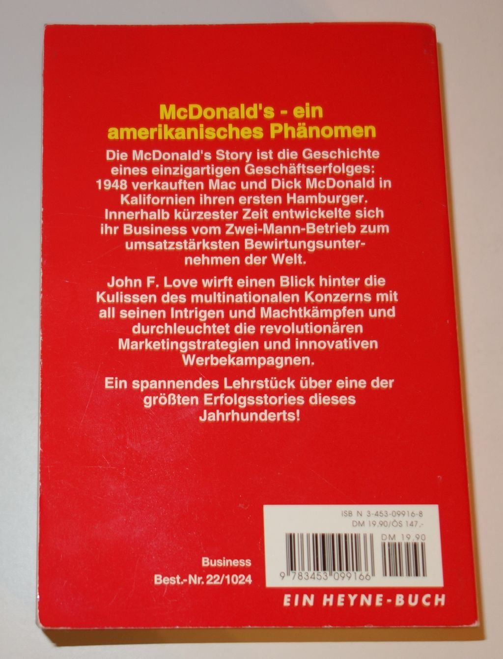 Libri: Die McDonald's Story  -  Anatomie eines Welterfolgs – Usato da Dietlikon venduto da Web-Trader 2