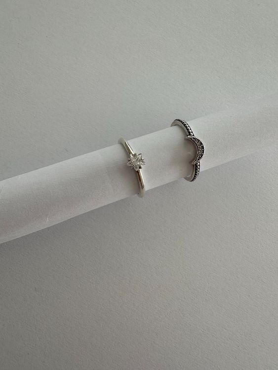 PANDORA 2er Ring Set Grösse 60 - Mond und Stern - Silber 925 (Gebraucht ...