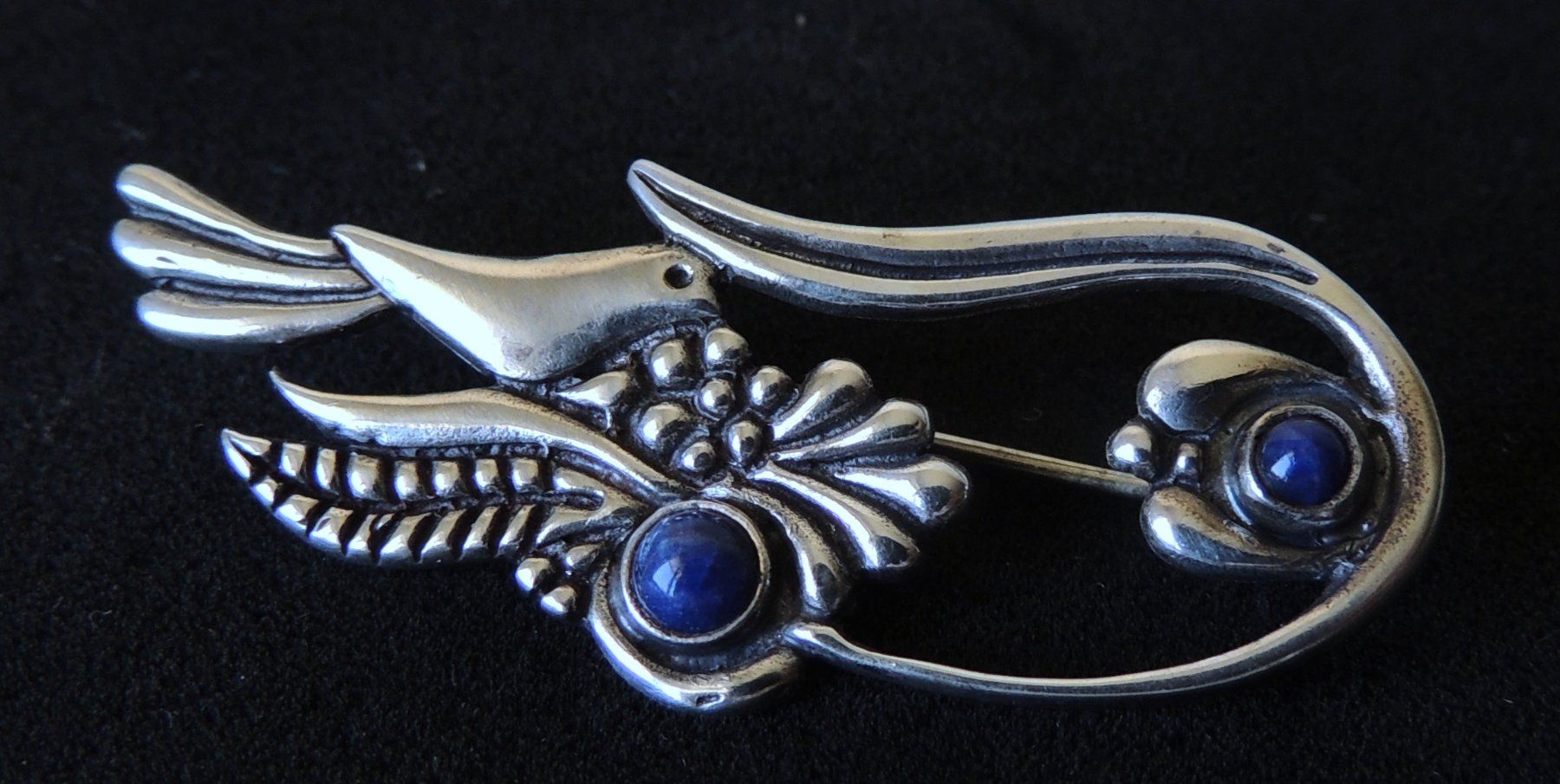 Broschen & Nadeln: Silber 925 Lapislazuli Brosche mit C-Verschluss – Gebraucht aus Waldenburg von schaller707