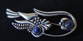 Silber 925 Lapislazuli Brosche mit C-Verschluss