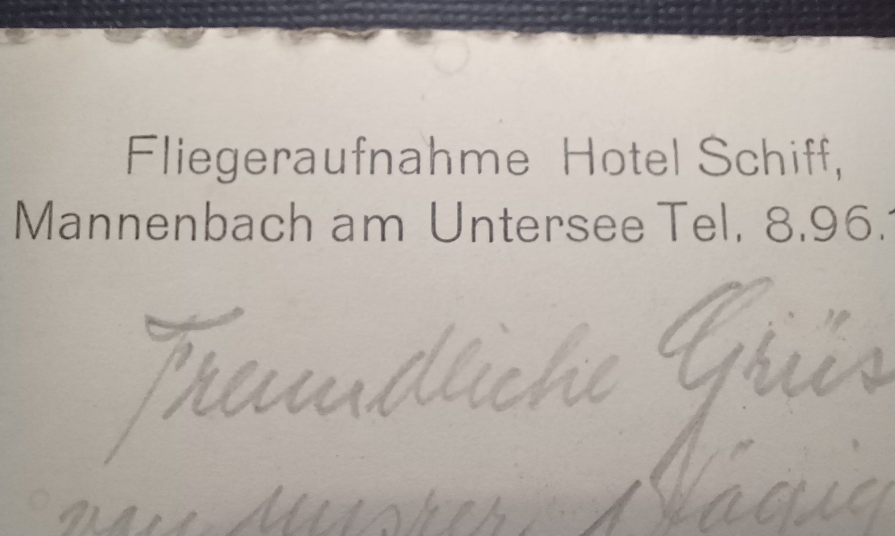 Cartoline postali: Luftbild Swissair, Hotel Schiff, Mannenbach, 1949 – Usato da Aarau Rohr venduto da mgvw 2