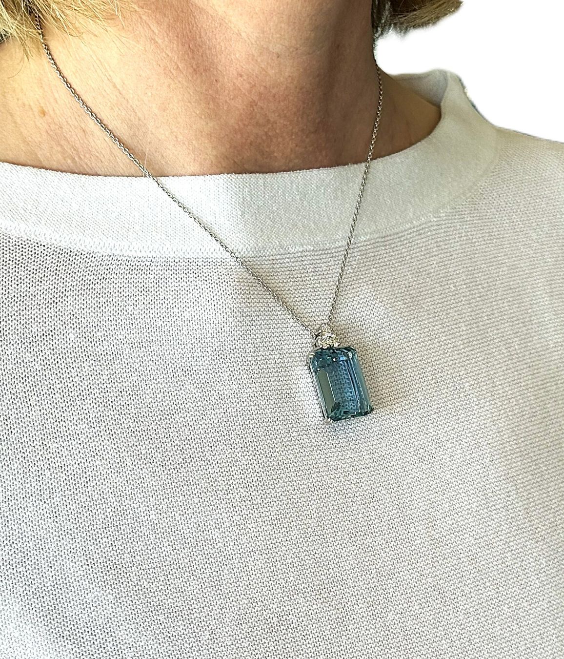 Catenine: Halskette mit Aquamarin und Diamanten – Usato da Affoltern am Albis venduto da nce_vx5f 4