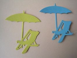 Stanz-Papier Motive Liege-Stuhl mit Schirm