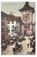 Bern - Stadt - Zeitglocken-Turm - Marktszene - Fuhrwerk 1908