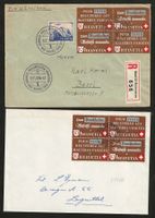 1942 : 2x Viererblock Zusammenhängende auf Brief