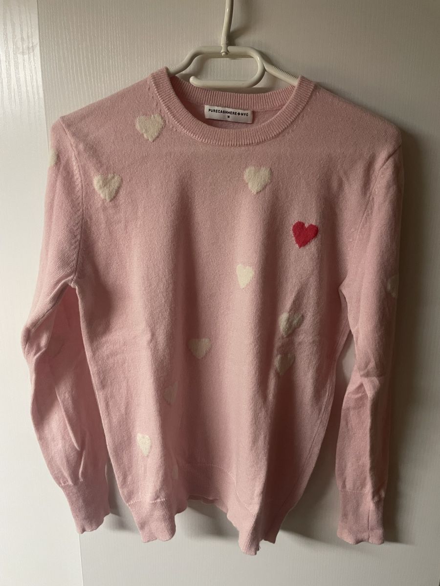 Maglioni & Felpe: Purecashmere NYC Pullover, Grösse M, Rosa mit Herzen – Usato da Steinhausen venduto da Marmottarosa