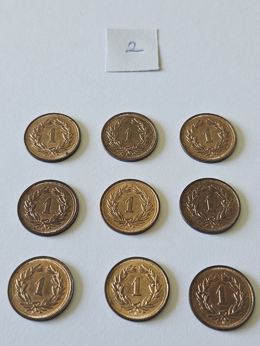 Tutti le monete: 1 Rappen 1937, 9 stk. – Usato da Pfäffikon ZH venduto da Melibol 3
