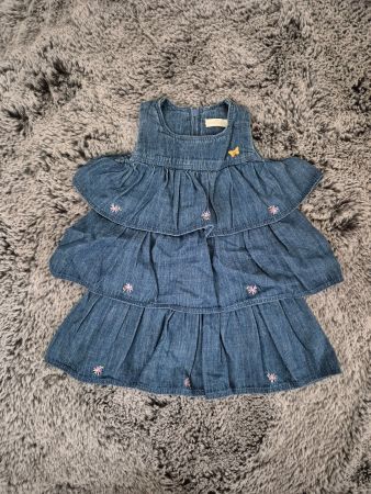 Jeanskleid mit Blumenmuster, Gr. 68