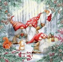 Serviette gnomes snowy in forest (1642/1705) 2Stk.