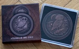 1 Unze Silber Eule von Athen 2022 Antik Finish coppered