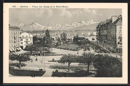 Genève, Place des Alpes et le Mont-Blan