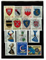 Briefmarken Liechtenstein 1964, 65, 66,67 Wappenserie