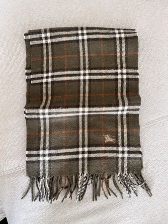 Burberry scarf wool check pattern olive green color