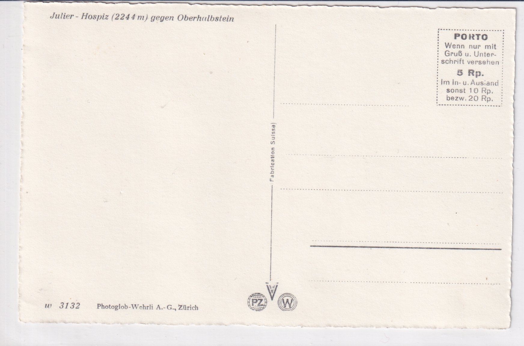 Ansichtskarten: Julier-Pass gegen das Surses /bc – Gebraucht aus Hombrechtikon von Rudolf07 1