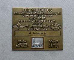 Plakette ++ Ferphilex 85 Messezentrum Nürnberg 1985