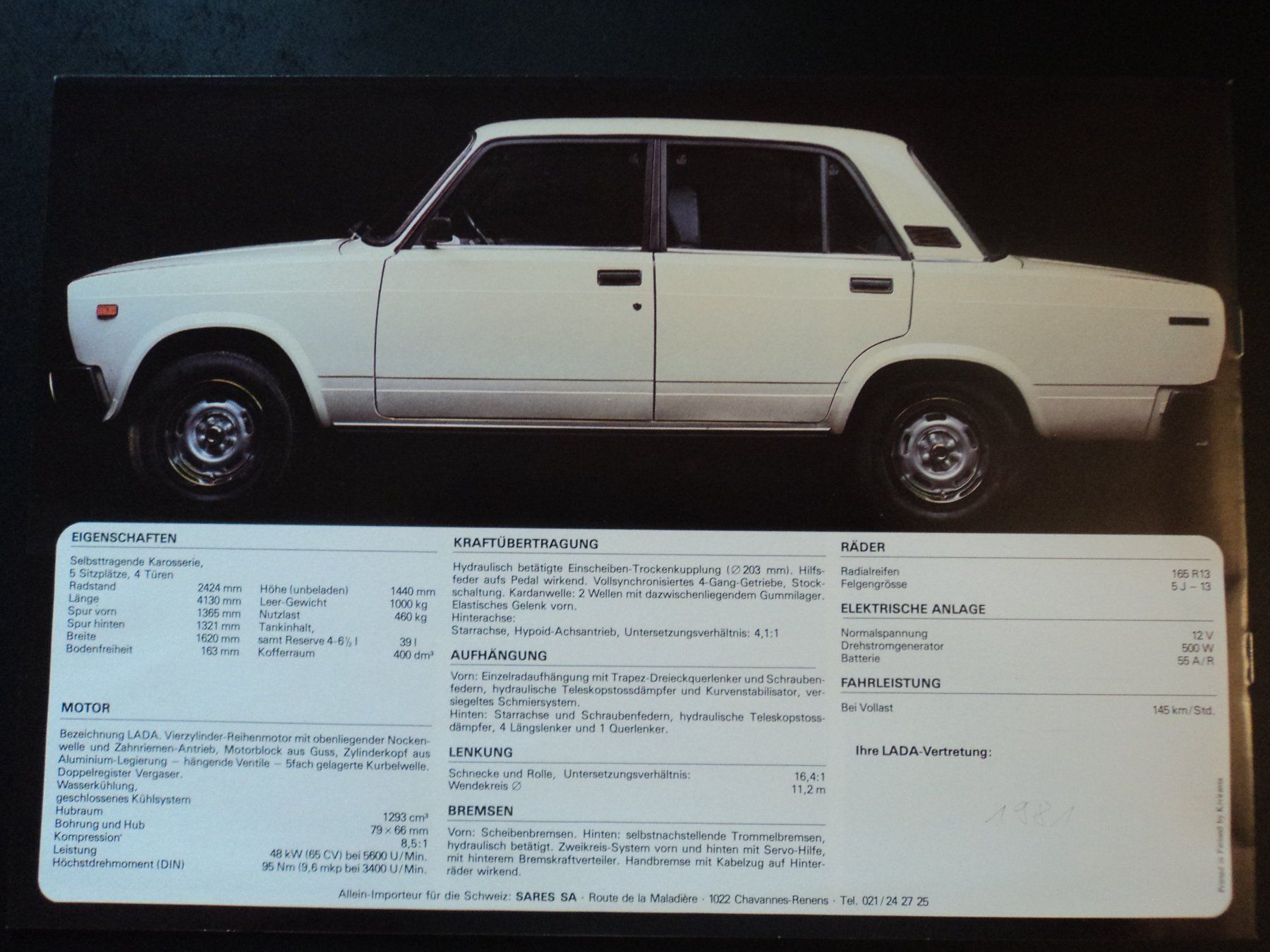 Lada Dokumente: Prospekt Lada 1300 Luxe Typ 2105 1981 – Gebraucht aus Schwarzenburg von modelCARama 1