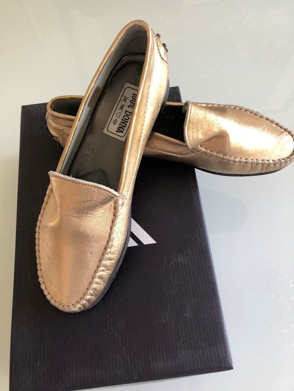 Scarpe da donna: SCHUH Damen Mokassin Voll Leder gold oder silber – Nuovo (secondo la descrizione) da Adliswil venduto da Jessik0 5