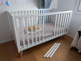 Kinderbett Micasa Lily, weiss, inkl. Matratze/Bezug