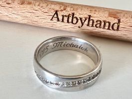 Silber 925 Bandring + MPze mit Zirkoniareif- zeitlos elegant