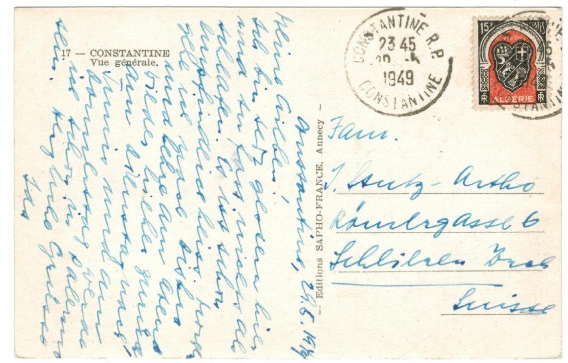 Ansichtskarten: AK Constantine Algérie 1949 – Gebraucht aus Zürich von Tolima194 1