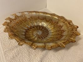 Dekorative Glasschale, Gold-Silber, Muschel-Optik
