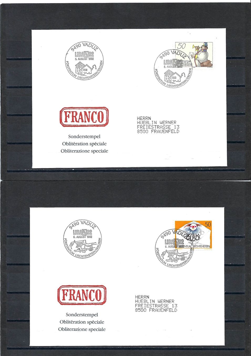 Alle Briefmarken: 9 Sonderbrief mit Sonderstempel 1.8.-9.8.92 / LIBA 92 – Gebraucht aus Bronschhofen von Imsr 2