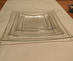 Teller-Set aus Glas für 8 Personen (3-teilige Gededeck
