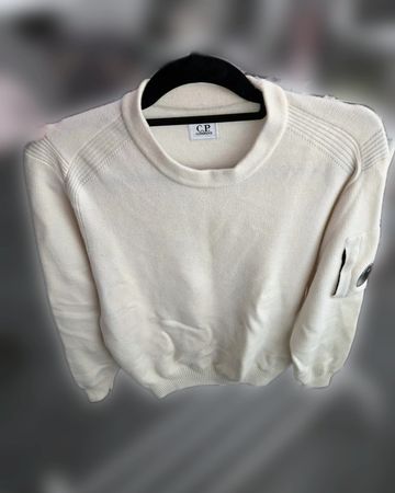 C.P. Company Strickpullover Lens Ärmel Creme Gr. 52 / L