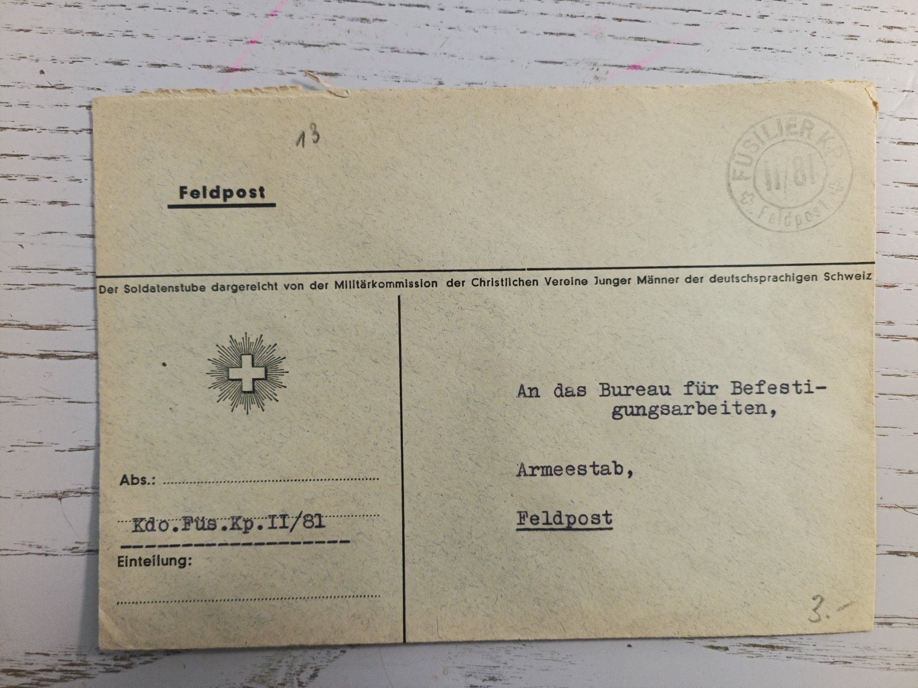 Alle Briefmarken: Feldpost Couvert FÜSILIER KP 11/81 – Neu (gemäss Beschreibung) aus Dübendorf von goeggi79