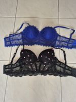 Zwei BH blau und schwarz mit Spitze guter Zustand 70 D Neu
