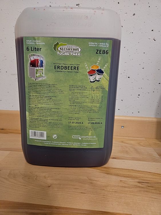 Slush Eis Sirup SLUSHYBOY® Slush-Eis Sirup Erdbeere - 6-Liter-Kanister, Konzentrat Für Leckeres Slush-Eis Slush Maschine Ersatzteile
