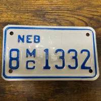 🇺🇸 U.S. Motorradnummer, Nebraska 8-M 1332 - (18x10cm)
