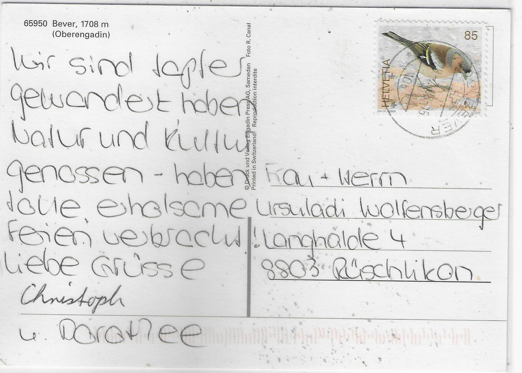 Ansichtskarten: Bever - Engadin - Multiview – Gebraucht aus Ettingen von Kartenplanet 1